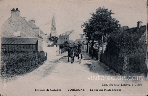 La rue des Hauts Champs à Coulogne vers 1900.