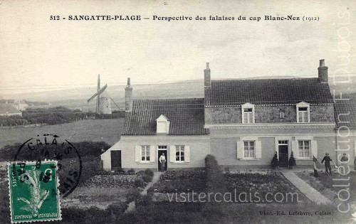 Perspective des falaises du Cap Blanc-Nez en 1912 à Sangatte