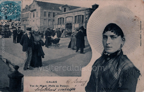 Promeneurs devant le Minck de Calais en 1904